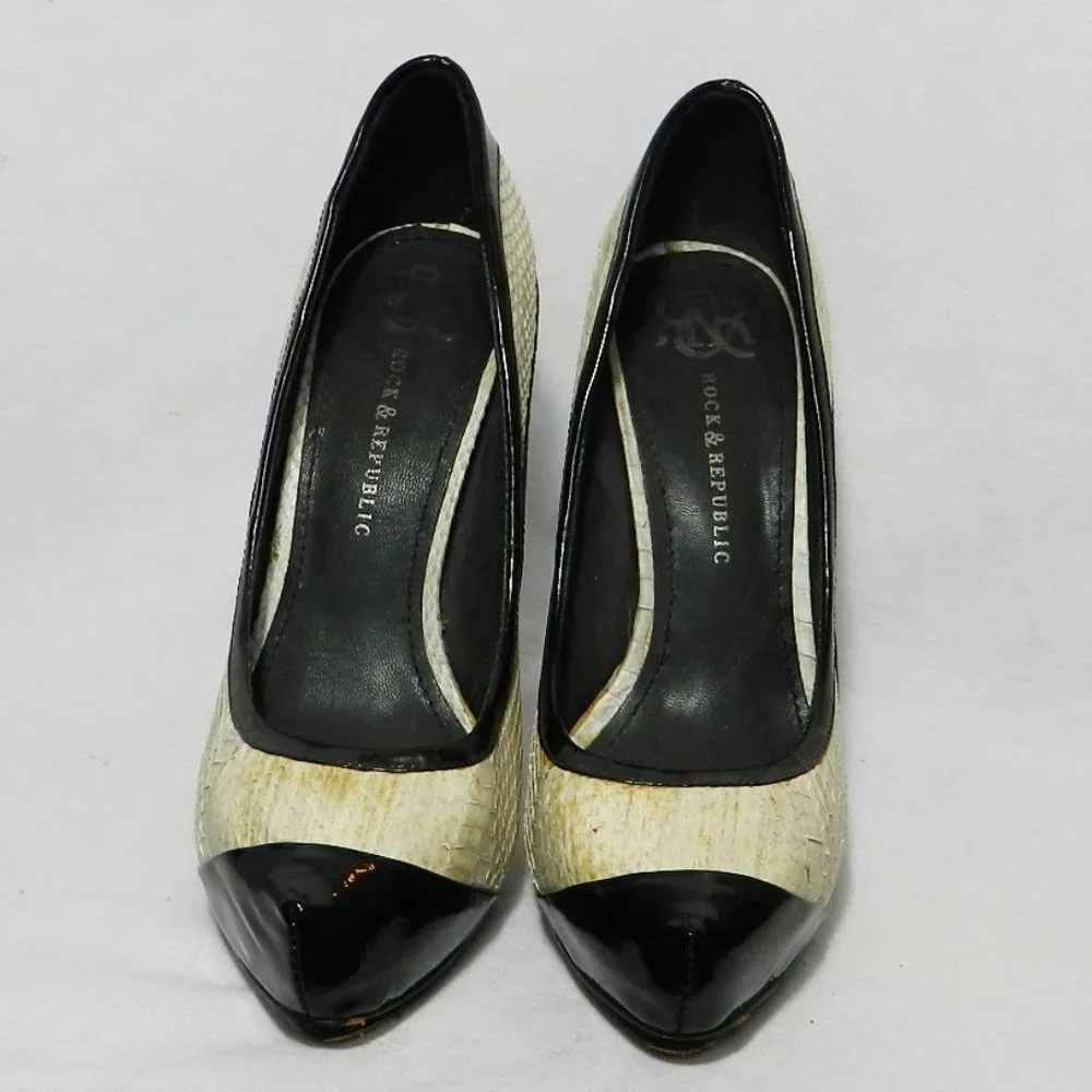 Rock & Republic Patent & Moc Retile Heels 38.5